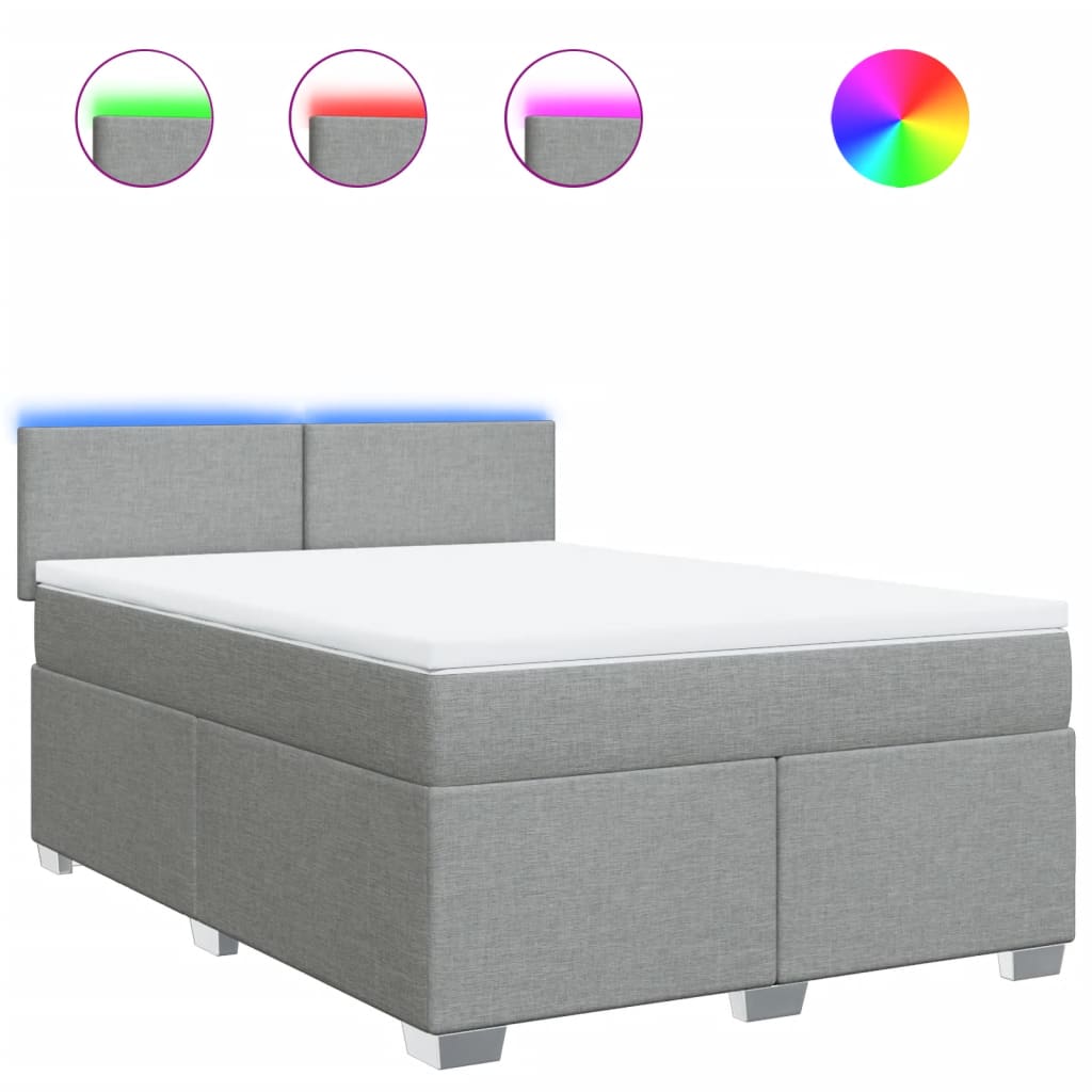 vidaXL Κρεβάτι Boxspring με Στρώμα Ανοιχτό Γκρι 140x190 εκ. Υφασμάτινο