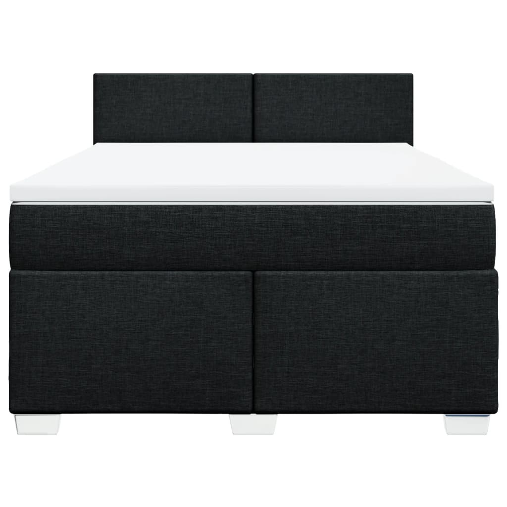 vidaXL Κρεβάτι Boxspring με Στρώμα Μαύρο 140x190 εκ. Υφασμάτινο