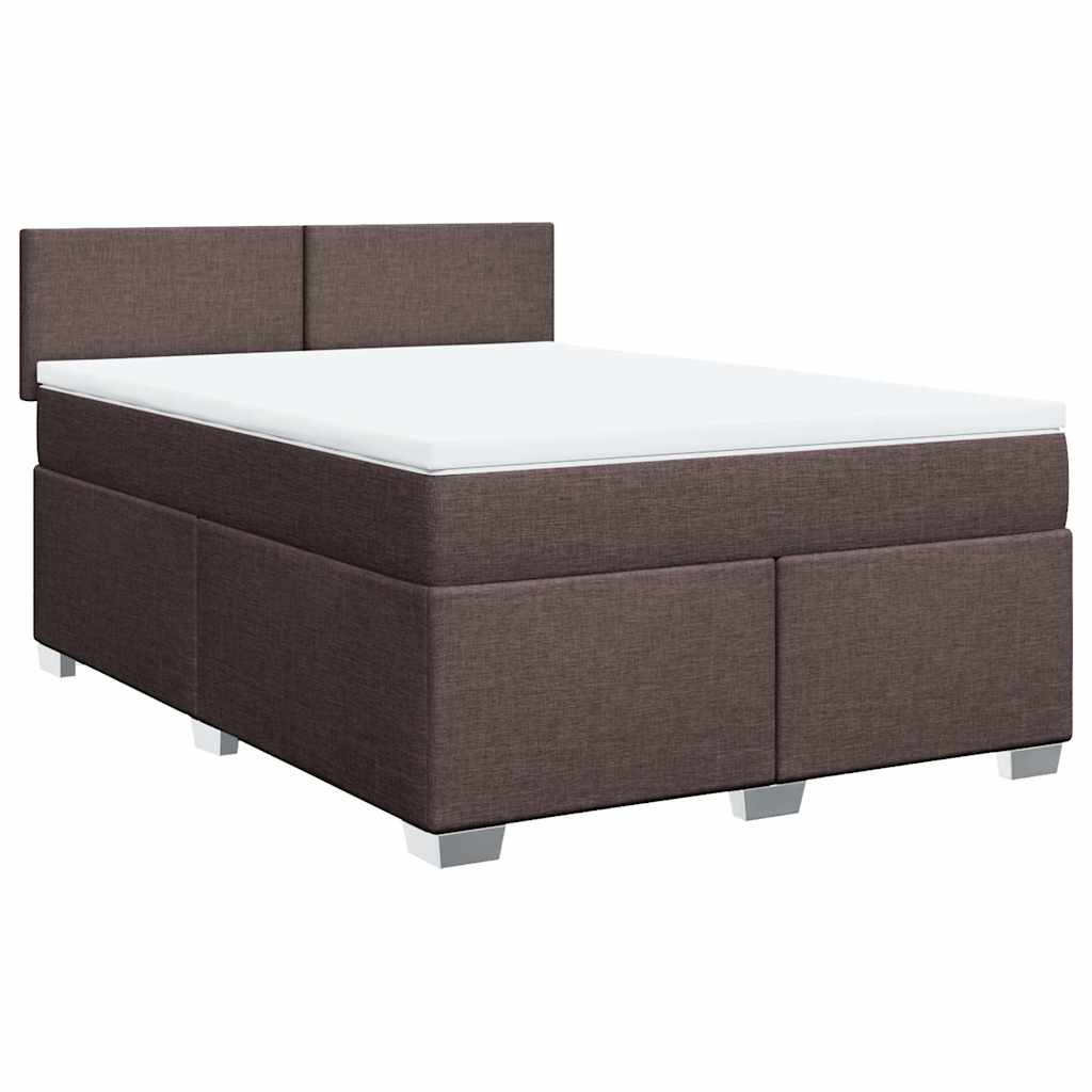 vidaXL Κρεβάτι Boxspring με Στρώμα Σκούρο Καφέ 140x190 εκ. Υφασμάτινο