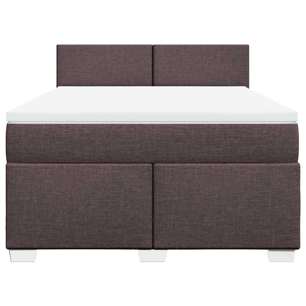 vidaXL Κρεβάτι Boxspring με Στρώμα Σκούρο Καφέ 140x190 εκ. Υφασμάτινο