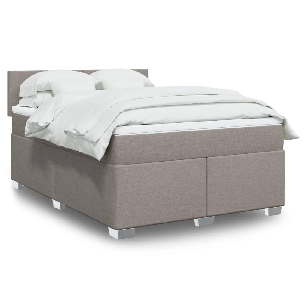 vidaXL Κρεβάτι Boxspring με Στρώμα Taupe 140x190 εκ. Υφασμάτινο
