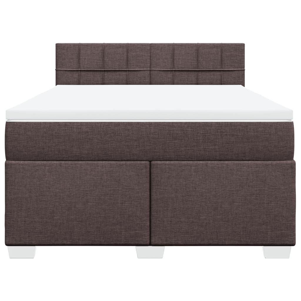 vidaXL Κρεβάτι Boxspring με Στρώμα Σκούρο Καφέ 140x190 εκ. Υφασμάτινο