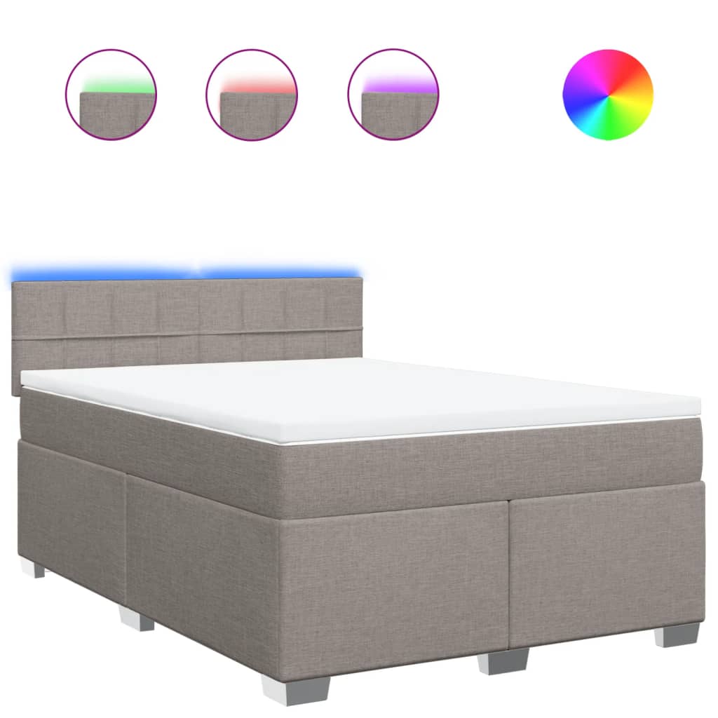 vidaXL Κρεβάτι Boxspring με Στρώμα Taupe 140x190 εκ. Υφασμάτινο