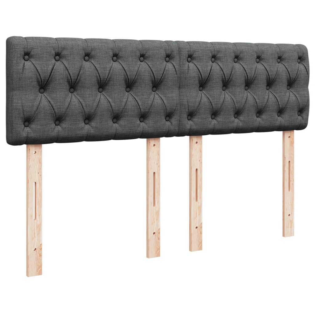 vidaXL Κρεβάτι Boxspring με Στρώμα Σκούρο Γκρι 140x190 εκ. Υφασμάτινο
