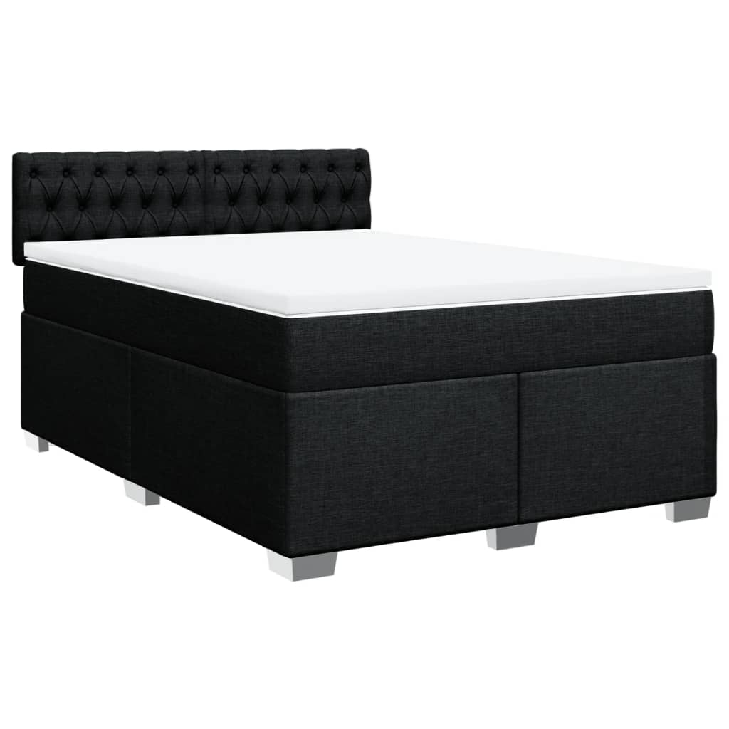 vidaXL Κρεβάτι Boxspring με Στρώμα Μαύρο 140x190 εκ. Υφασμάτινο