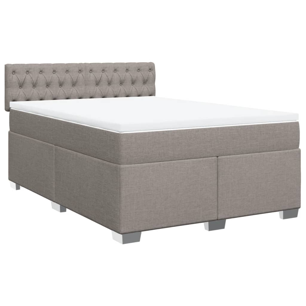 vidaXL Κρεβάτι Boxspring με Στρώμα Taupe 140x190 εκ. Υφασμάτινο