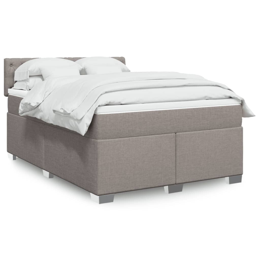 vidaXL Κρεβάτι Boxspring με Στρώμα Taupe 140x190 εκ. Υφασμάτινο