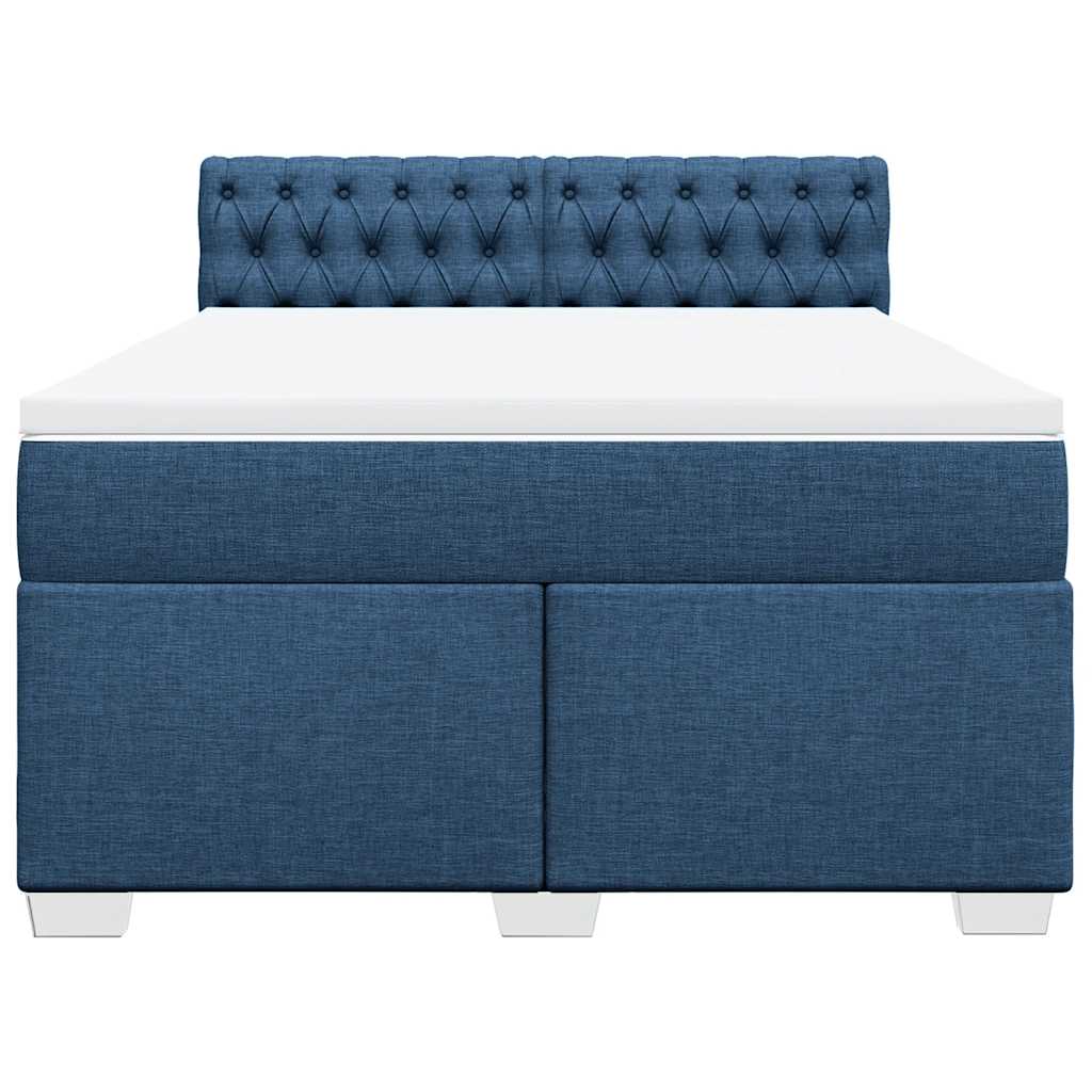 vidaXL Κρεβάτι Boxspring με Στρώμα Μπλε 140x190 εκ. Υφασμάτινο