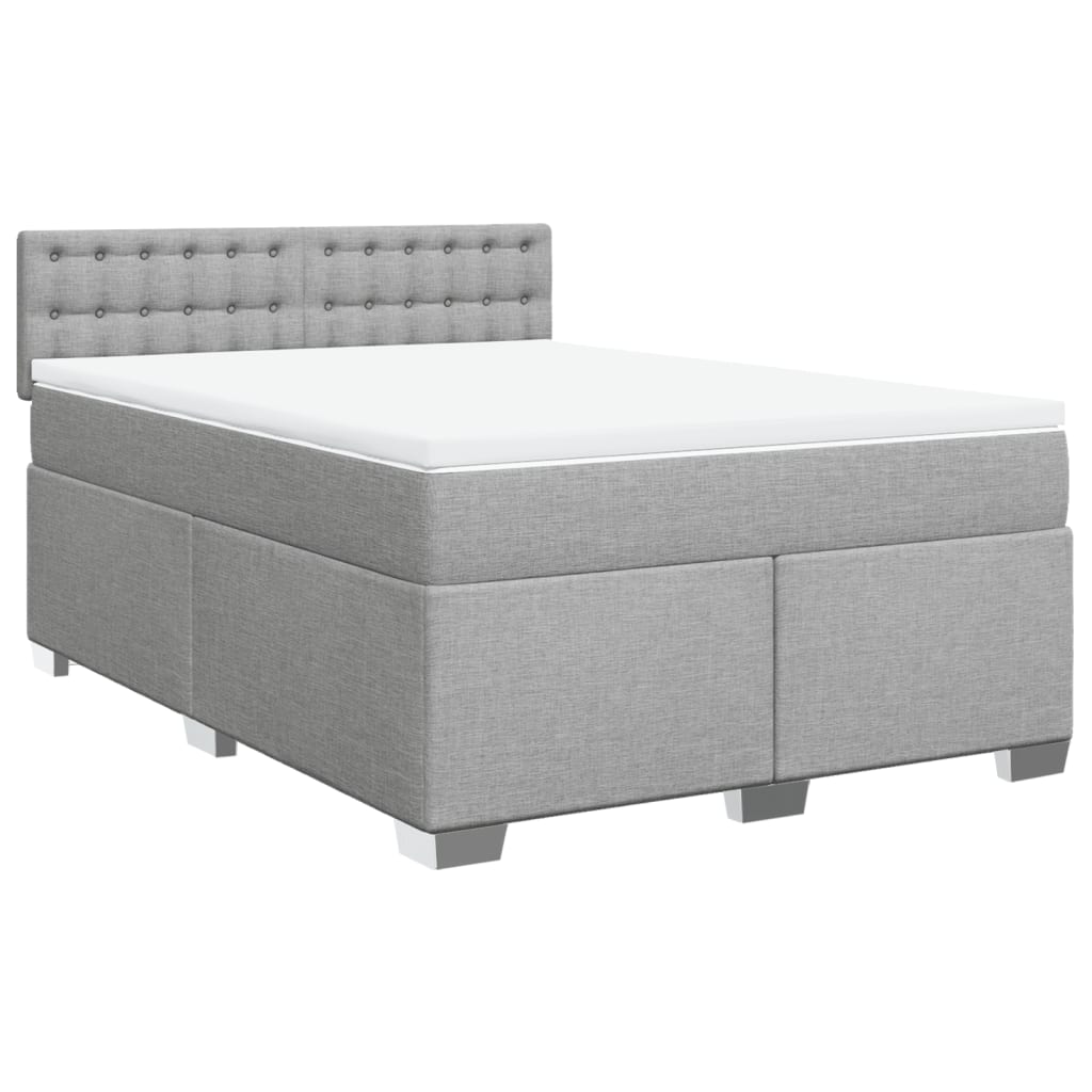 vidaXL Κρεβάτι Boxspring με Στρώμα Ανοιχτό Γκρι 140x190 εκ. Υφασμάτινο
