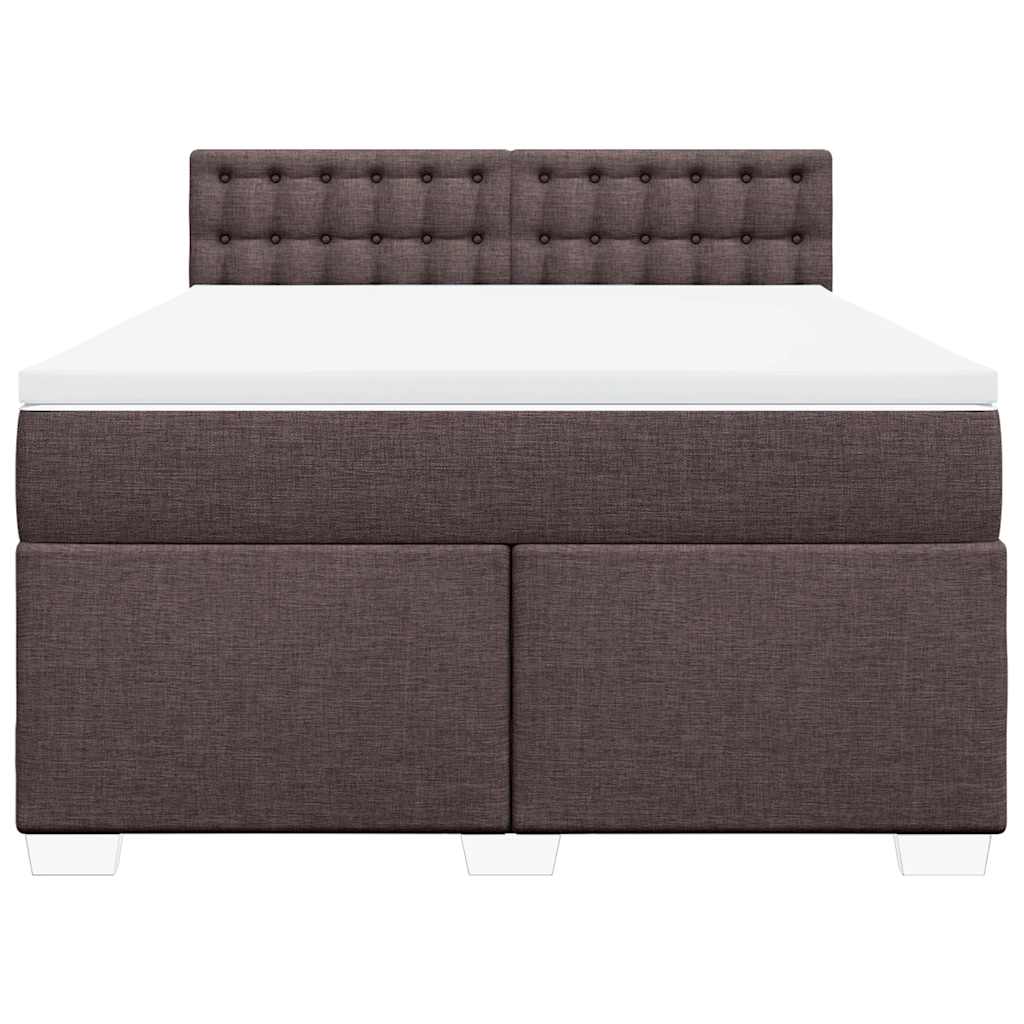 vidaXL Κρεβάτι Boxspring με Στρώμα Σκούρο Καφέ 140x190 εκ. Υφασμάτινο