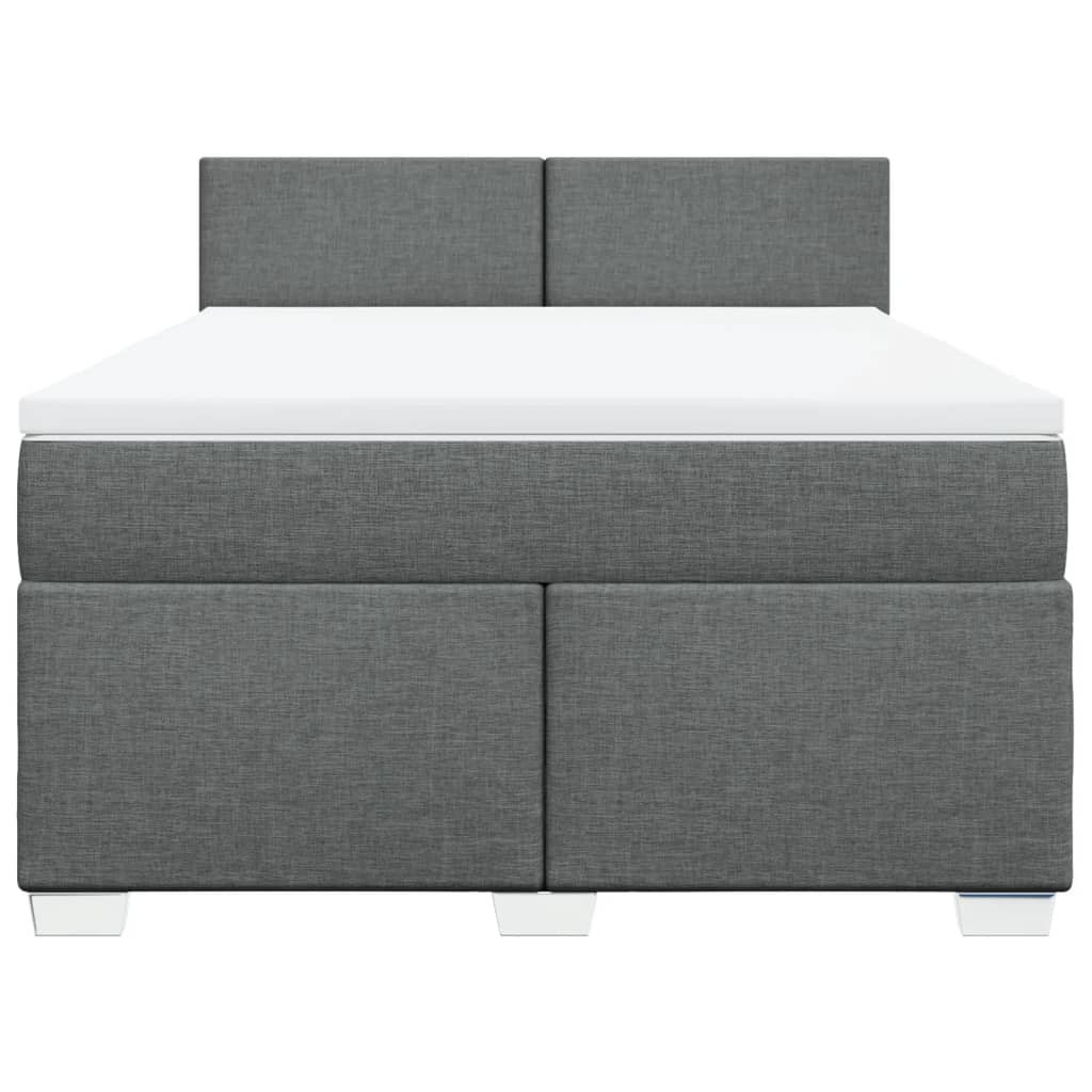 vidaXL Κρεβάτι Boxspring με Στρώμα Σκούρο Γκρι 140x200 εκ Υφασμάτινο