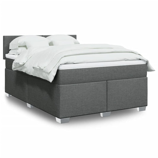 vidaXL Κρεβάτι Boxspring με Στρώμα Σκούρο Γκρι 140x200 εκ Υφασμάτινο