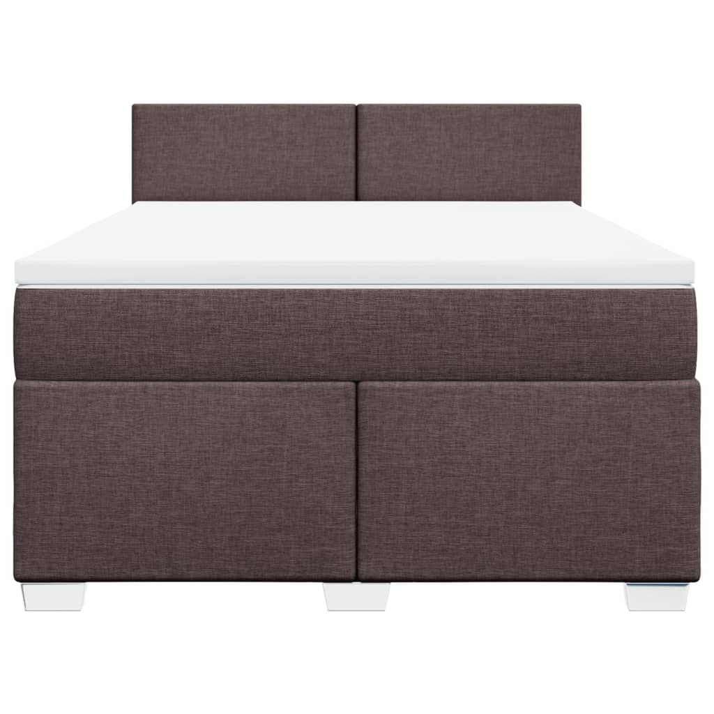 vidaXL Κρεβάτι Boxspring με Στρώμα Σκούρο Καφέ 140x200 εκ Υφασμάτινο