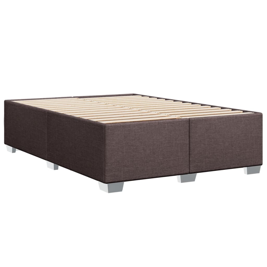 vidaXL Κρεβάτι Boxspring με Στρώμα Σκούρο Καφέ 140x200 εκ Υφασμάτινο