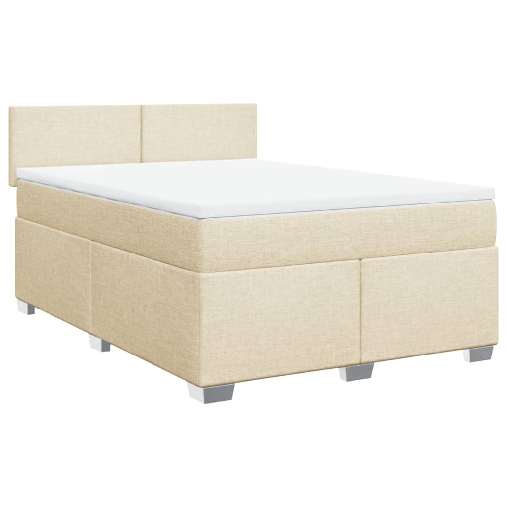 vidaXL Κρεβάτι Boxspring με Στρώμα Κρεμ 140x200 εκ. Υφασμάτινο