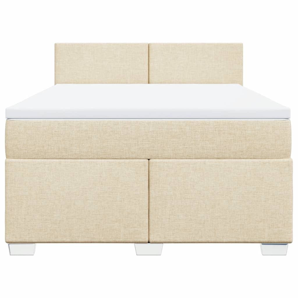vidaXL Κρεβάτι Boxspring με Στρώμα Κρεμ 140x200 εκ. Υφασμάτινο