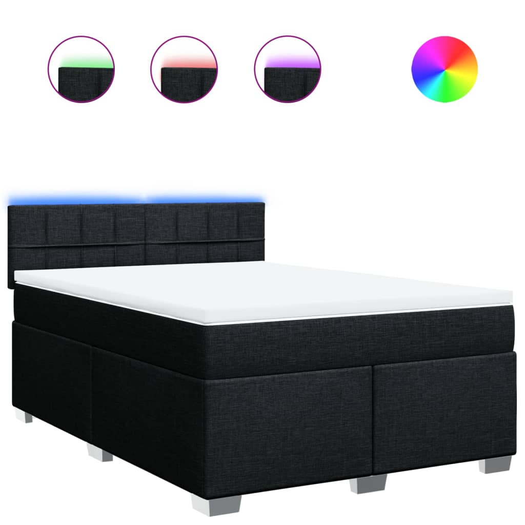 vidaXL Κρεβάτι Boxspring με Στρώμα Μαύρο 140x200 εκ. Υφασμάτινο