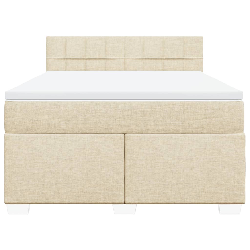 vidaXL Κρεβάτι Boxspring με Στρώμα Κρεμ 140x200 εκ. Υφασμάτινο