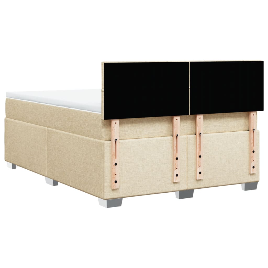 vidaXL Κρεβάτι Boxspring με Στρώμα Κρεμ 140x200 εκ. Υφασμάτινο
