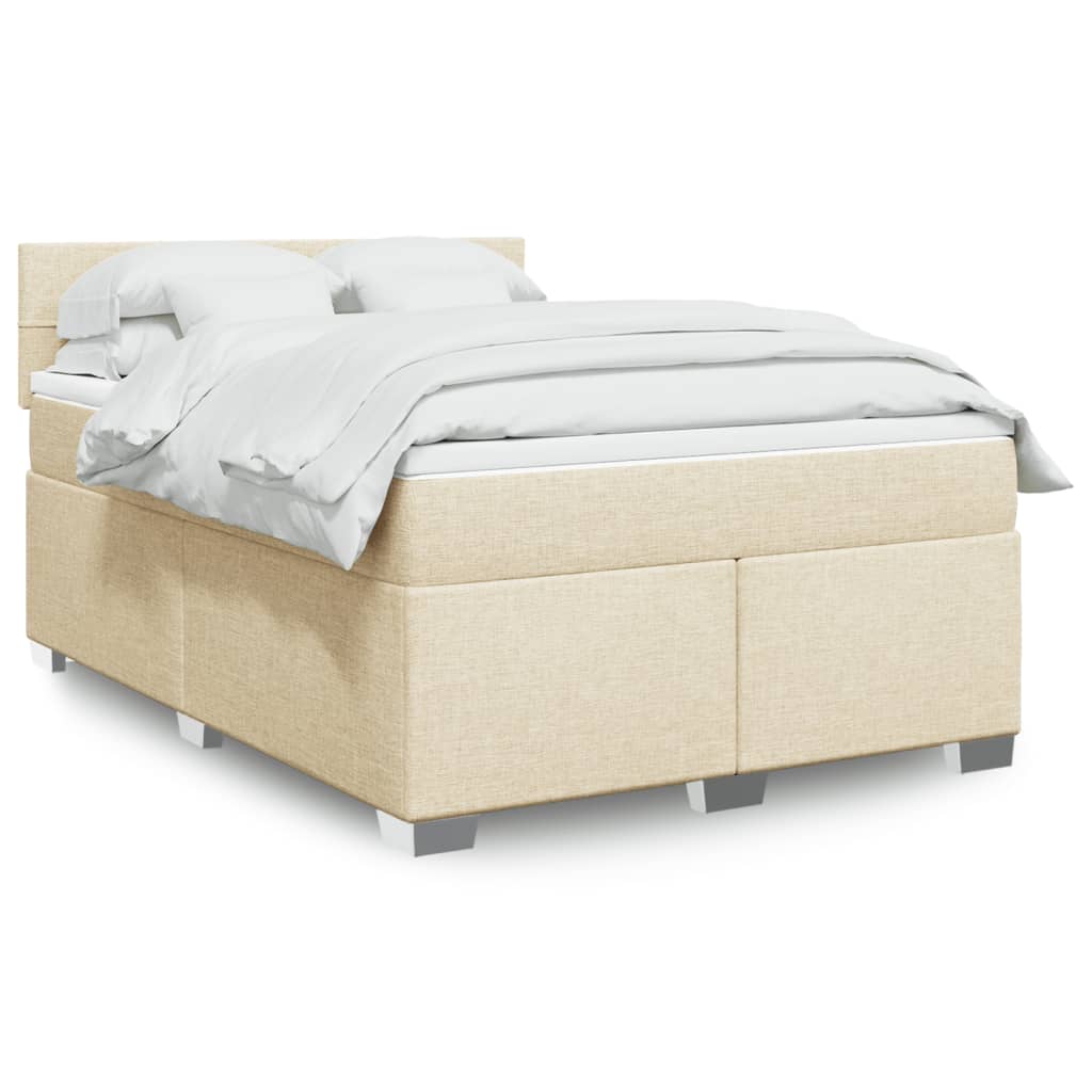 vidaXL Κρεβάτι Boxspring με Στρώμα Κρεμ 140x200 εκ. Υφασμάτινο