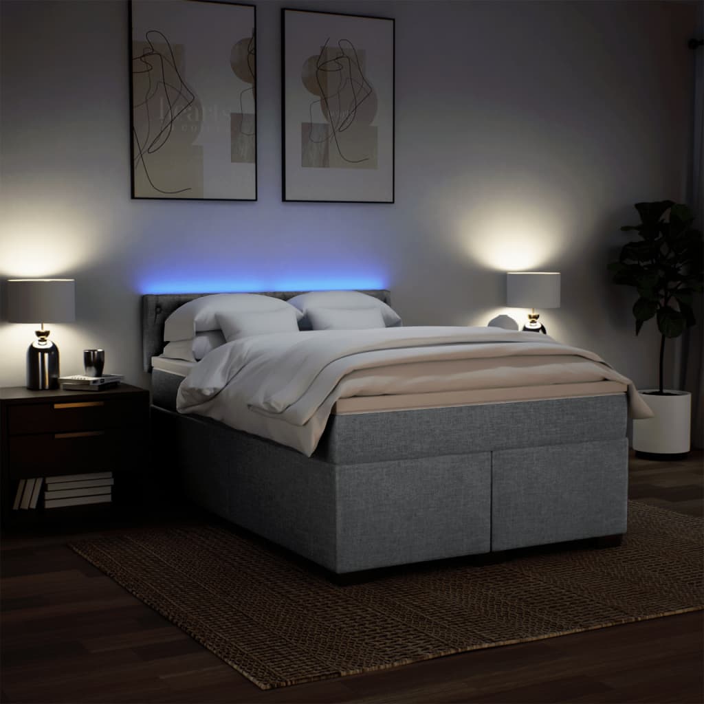 vidaXL Κρεβάτι Boxspring με Στρώμα Ανοιχτό Γκρι 140x200 εκ. Υφασμάτινο