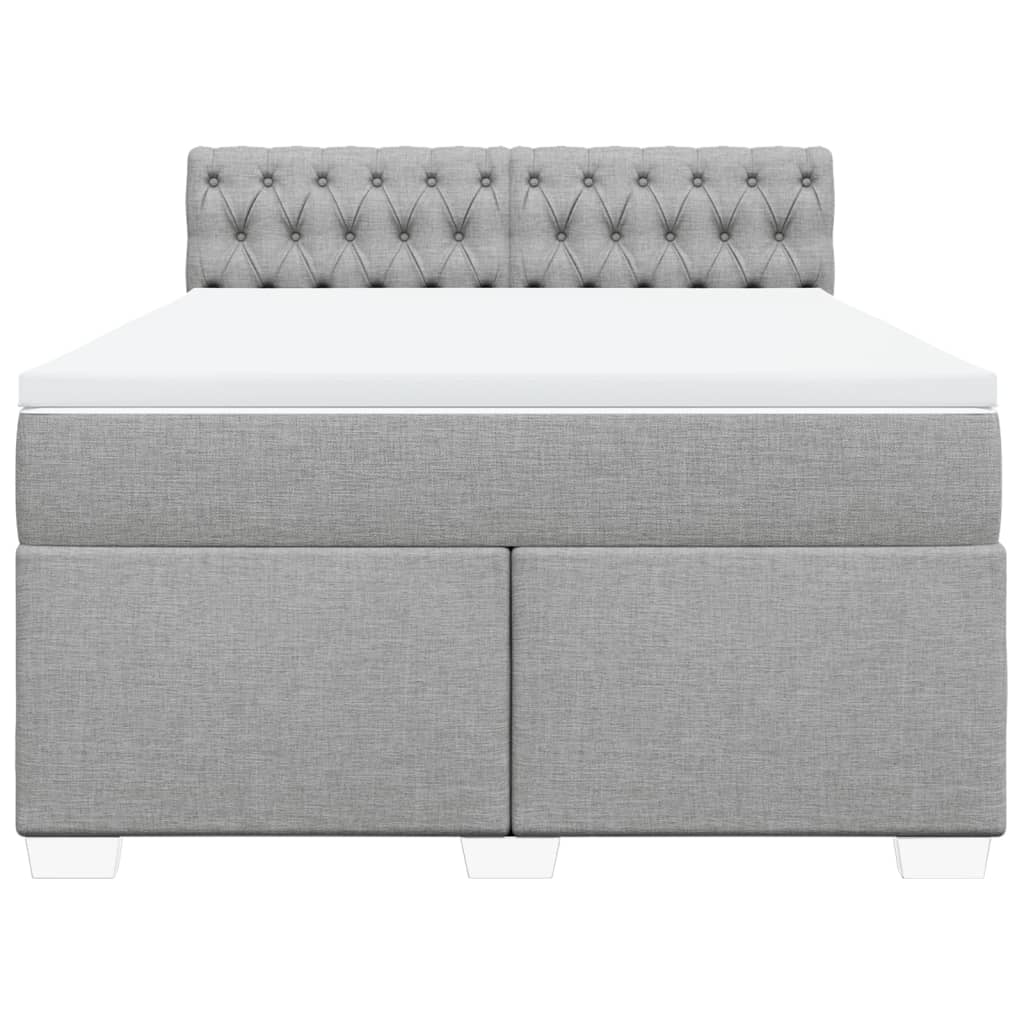 vidaXL Κρεβάτι Boxspring με Στρώμα Ανοιχτό Γκρι 140x200 εκ. Υφασμάτινο