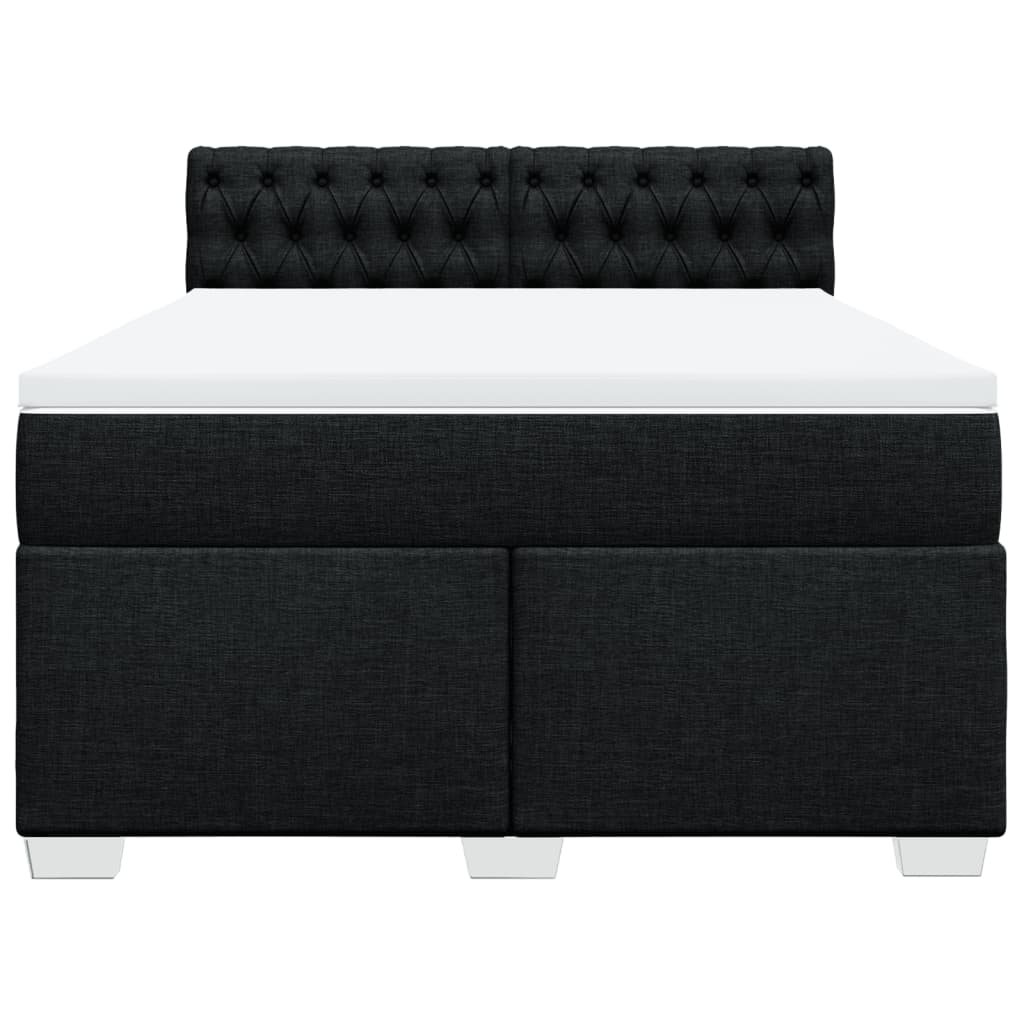 vidaXL Κρεβάτι Boxspring με Στρώμα Μαύρο 140x200 εκ. Υφασμάτινο