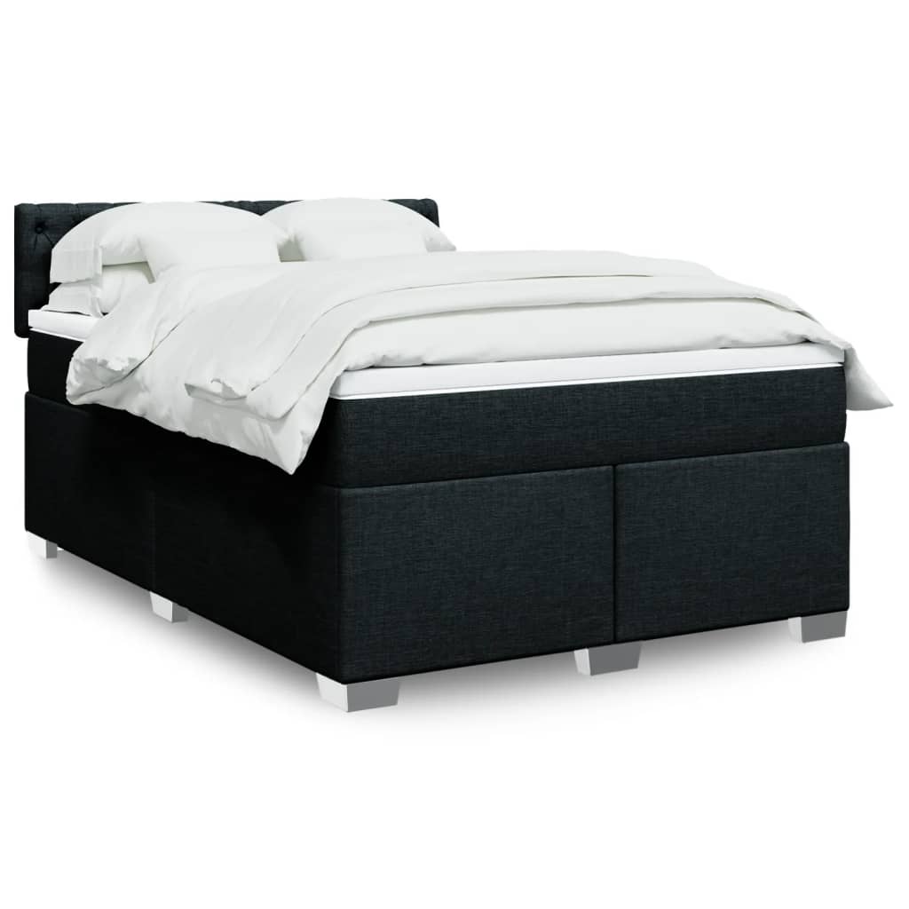 vidaXL Κρεβάτι Boxspring με Στρώμα Μαύρο 140x200 εκ. Υφασμάτινο