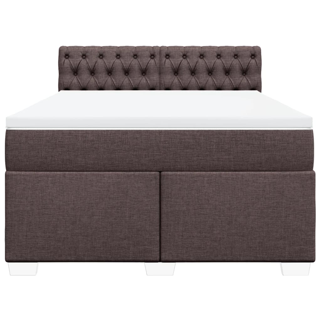 vidaXL Κρεβάτι Boxspring με Στρώμα Σκούρο Καφέ 140x200 εκ Υφασμάτινο