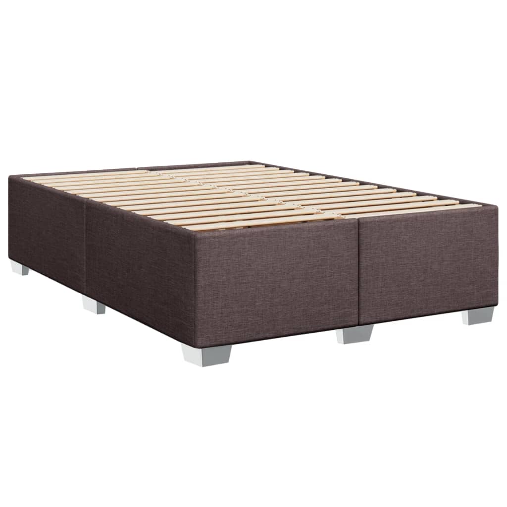 vidaXL Κρεβάτι Boxspring με Στρώμα Σκούρο Καφέ 140x200 εκ Υφασμάτινο