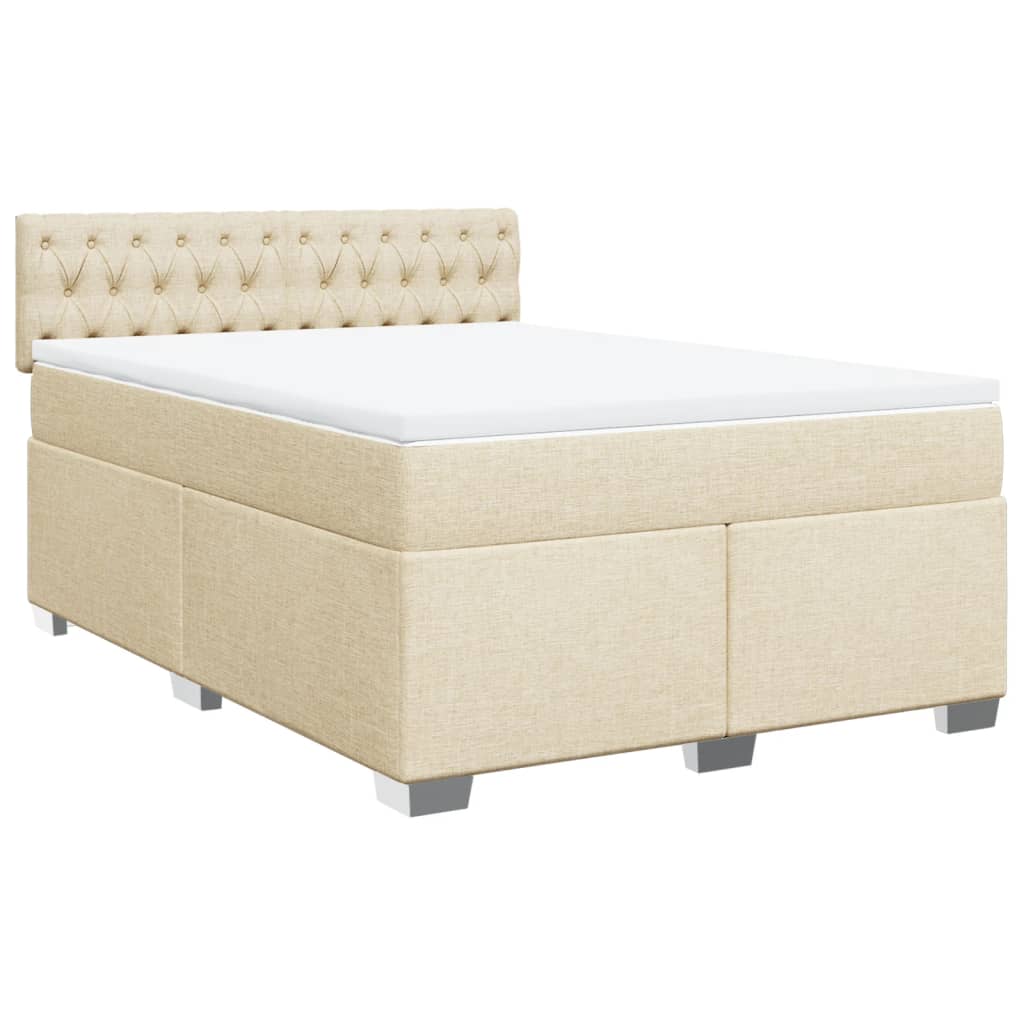 vidaXL Κρεβάτι Boxspring με Στρώμα Κρεμ 140x200 εκ. Υφασμάτινο