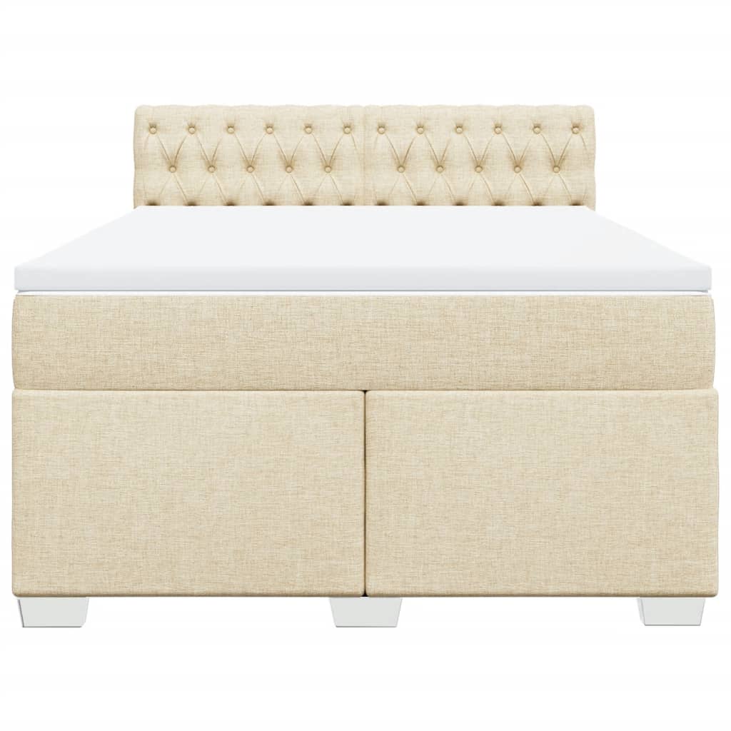 vidaXL Κρεβάτι Boxspring με Στρώμα Κρεμ 140x200 εκ. Υφασμάτινο