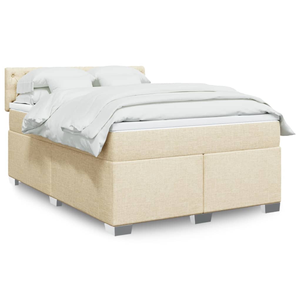 vidaXL Κρεβάτι Boxspring με Στρώμα Κρεμ 140x200 εκ. Υφασμάτινο