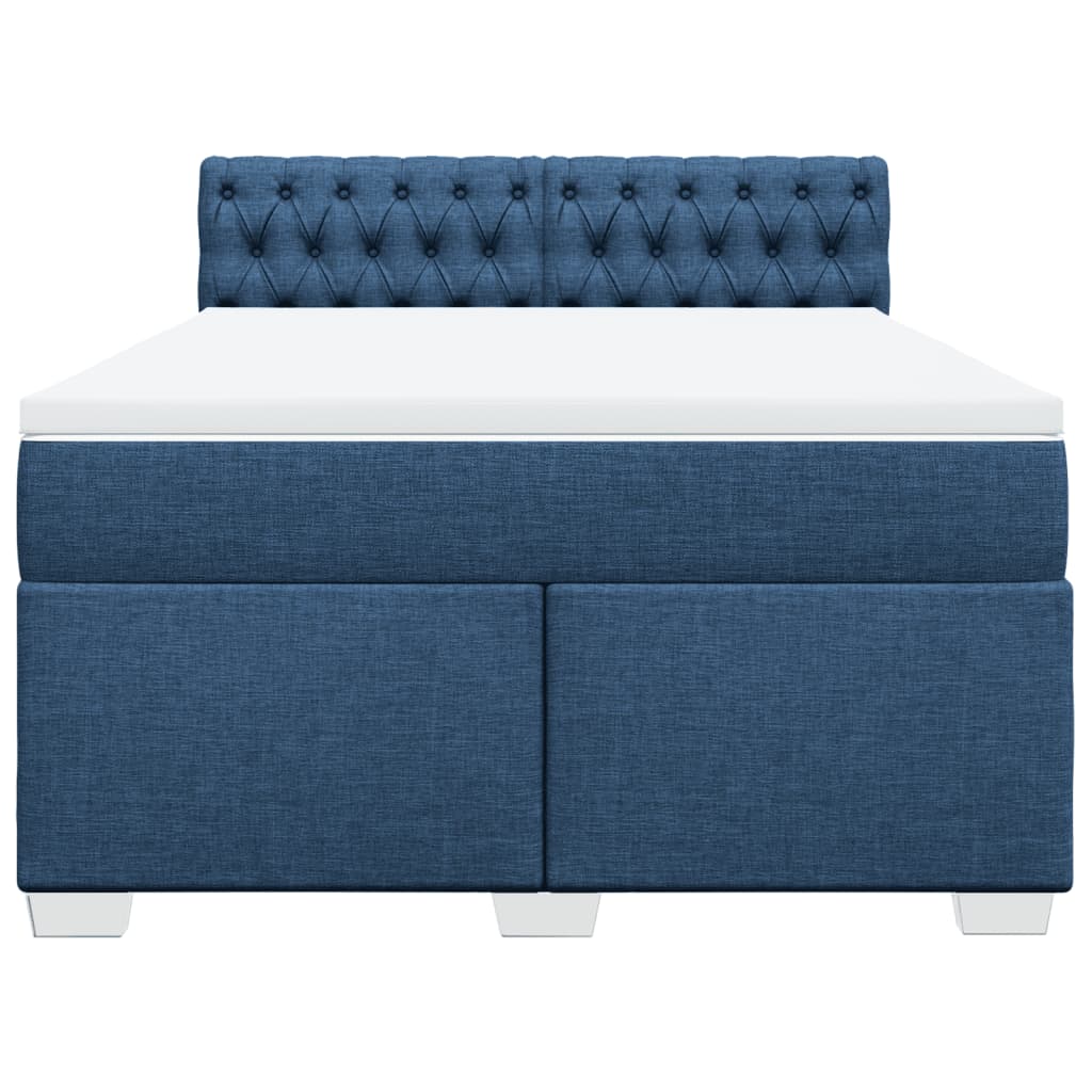 vidaXL Κρεβάτι Boxspring με Στρώμα Μπλε 140x200 εκ. Υφασμάτινο