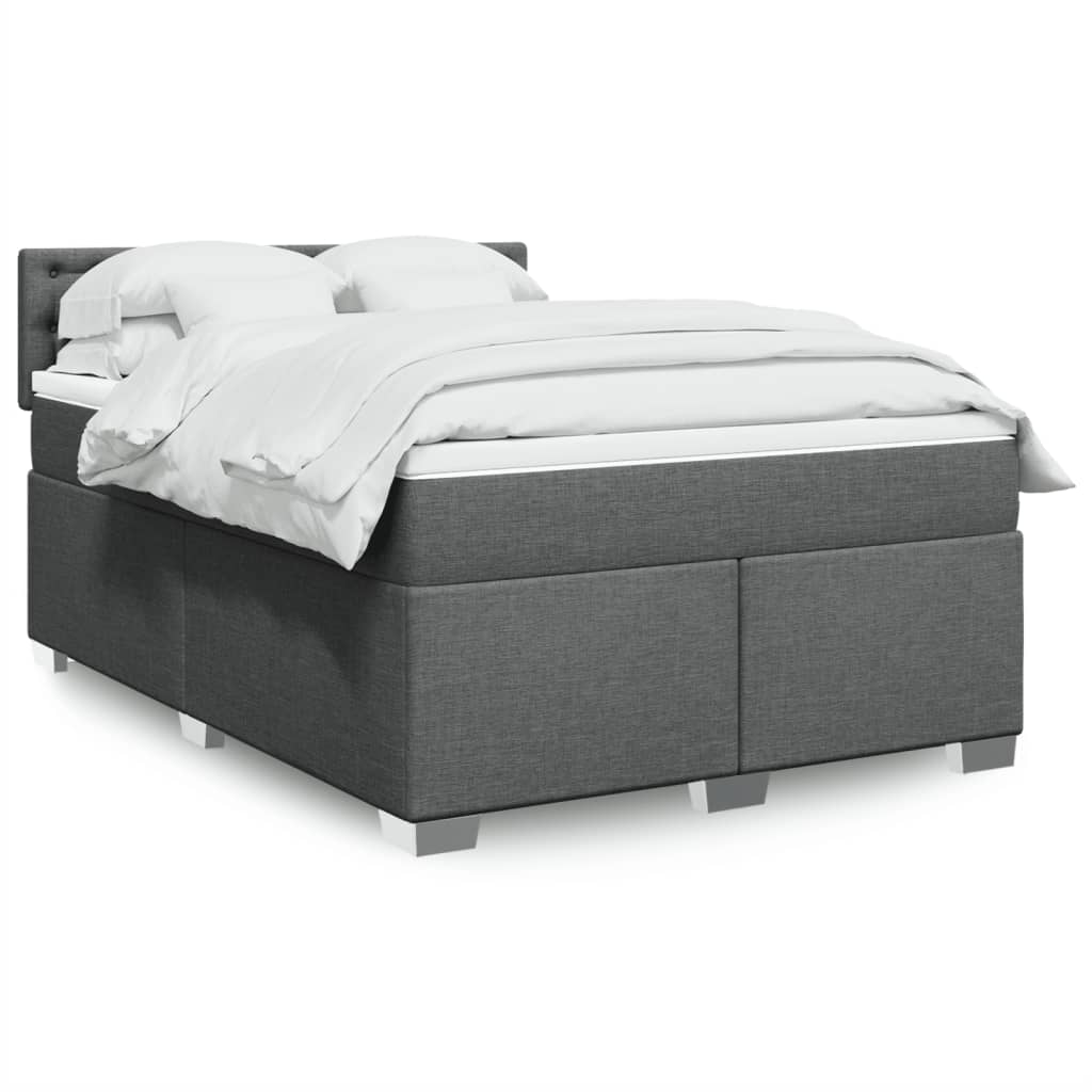 vidaXL Κρεβάτι Boxspring με Στρώμα Σκούρο Γκρι 140x200 εκ Υφασμάτινο