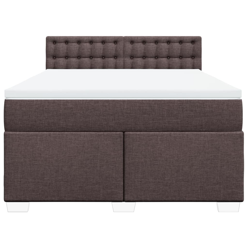 vidaXL Κρεβάτι Boxspring με Στρώμα Σκούρο Καφέ 140x200 εκ Υφασμάτινο