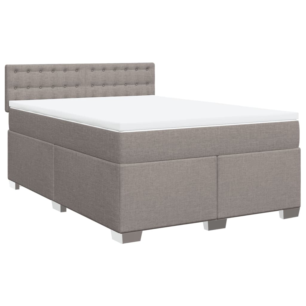 vidaXL Κρεβάτι Boxspring με Στρώμα Taupe 140x200 εκ. Υφασμάτινο