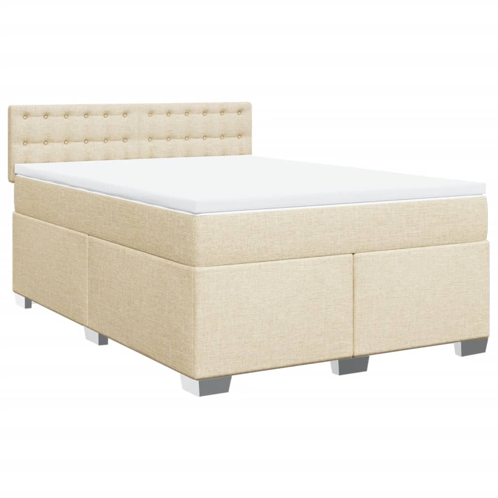 vidaXL Κρεβάτι Boxspring με Στρώμα Κρεμ 140x200 εκ. Υφασμάτινο