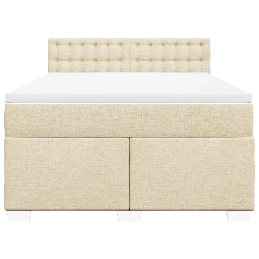 vidaXL Κρεβάτι Boxspring με Στρώμα Κρεμ 140x200 εκ. Υφασμάτινο