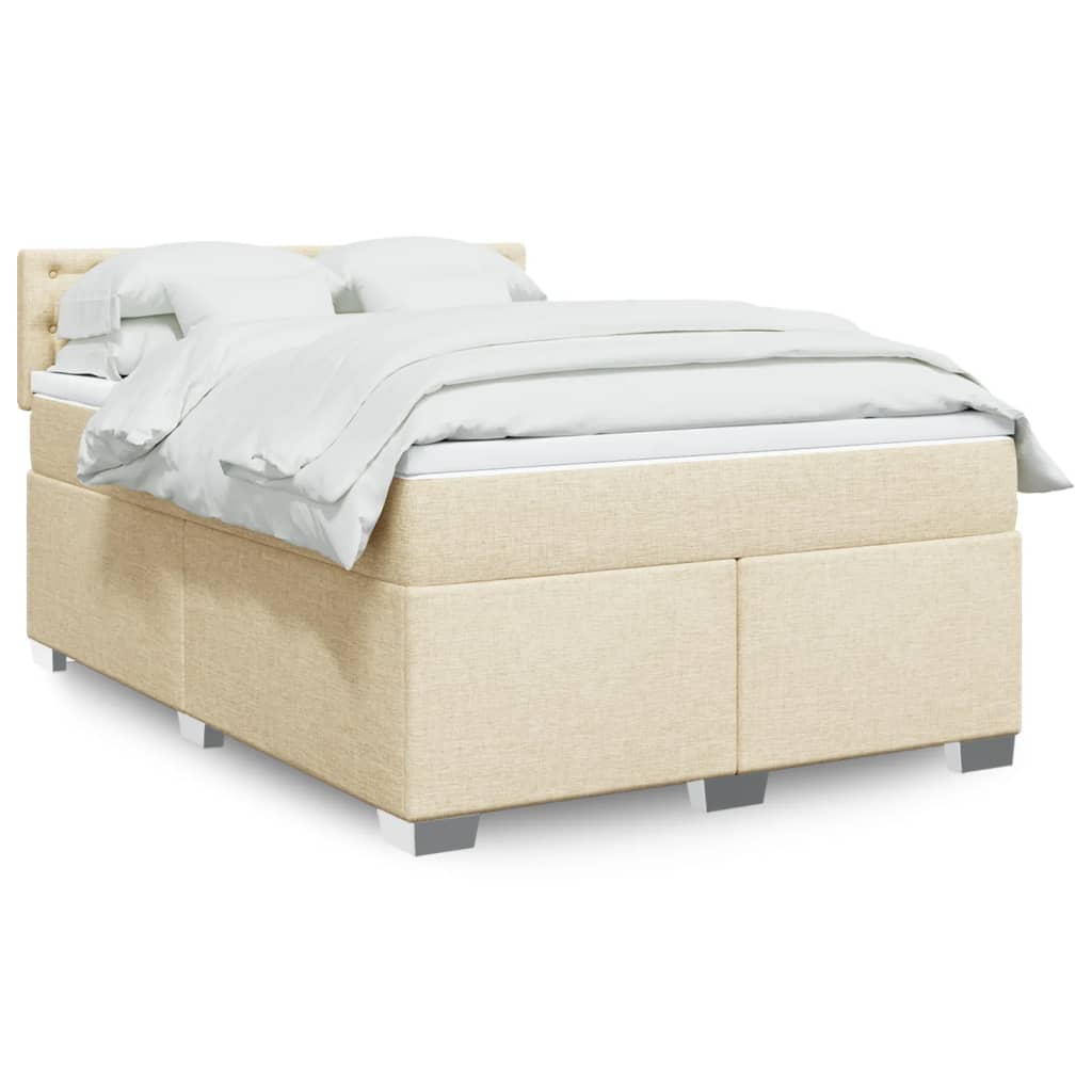 vidaXL Κρεβάτι Boxspring με Στρώμα Κρεμ 140x200 εκ. Υφασμάτινο