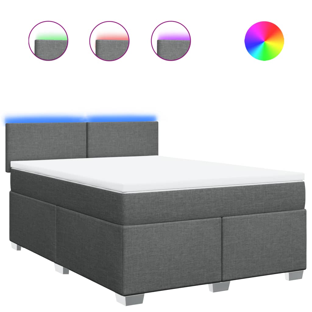 vidaXL Κρεβάτι Boxspring με Στρώμα Σκούρο Γκρι 160x200 εκ Υφασμάτινο