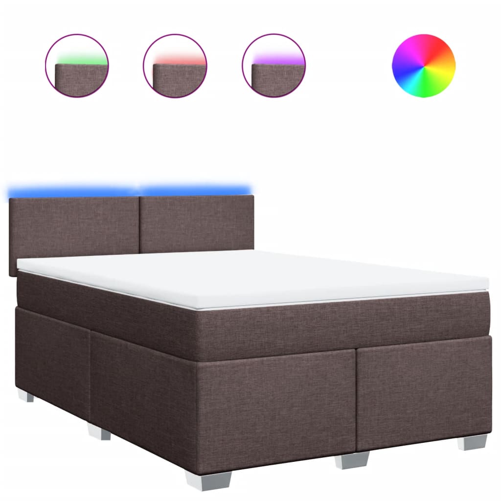 vidaXL Κρεβάτι Boxspring με Στρώμα Σκούρο Καφέ 160x200 εκ Υφασμάτινο