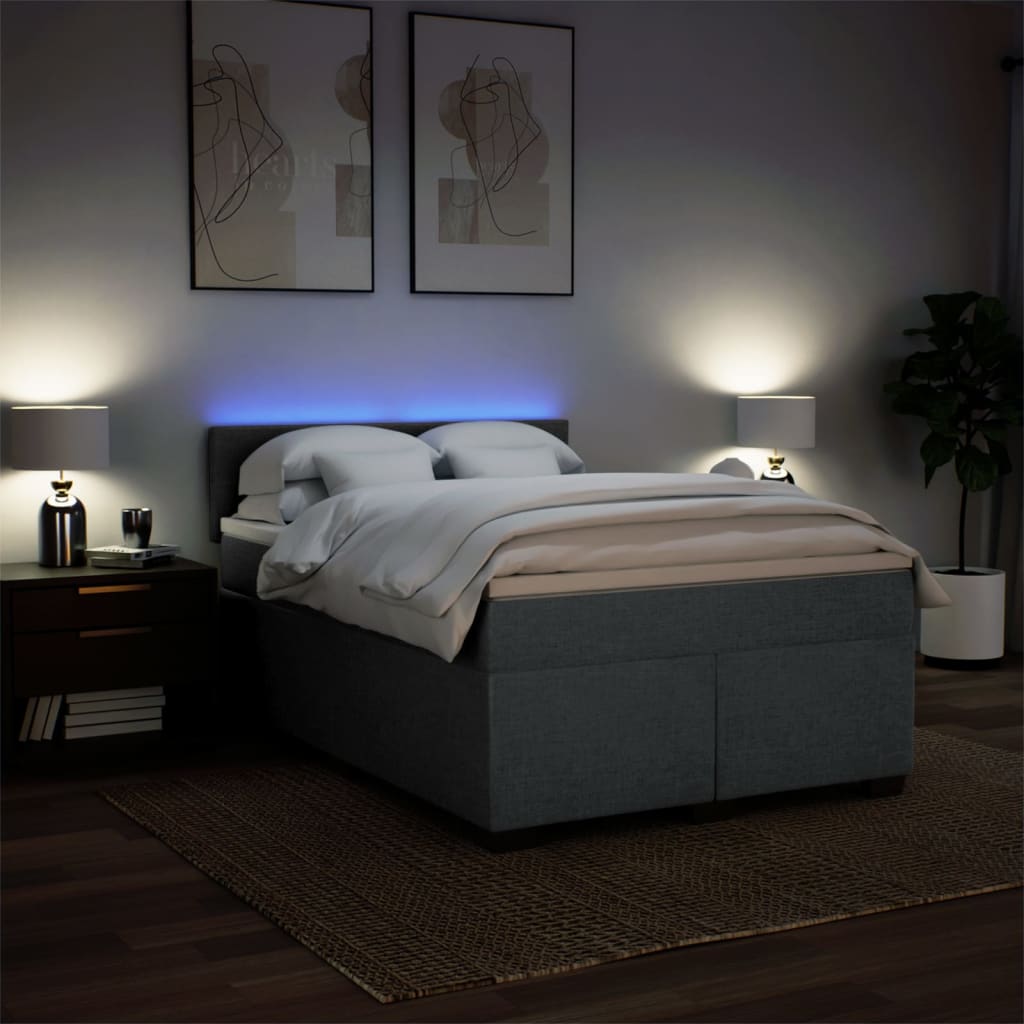 vidaXL Κρεβάτι Boxspring με Στρώμα Σκούρο Γκρι 160x200 εκ Υφασμάτινο