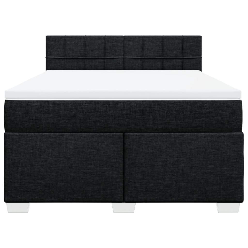 vidaXL Κρεβάτι Boxspring με Στρώμα Μαύρο 160x200 εκ. Υφασμάτινο