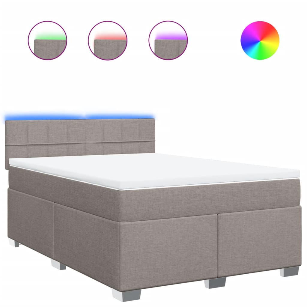 vidaXL Κρεβάτι Boxspring με Στρώμα Taupe 160x200 εκ. Υφασμάτινο
