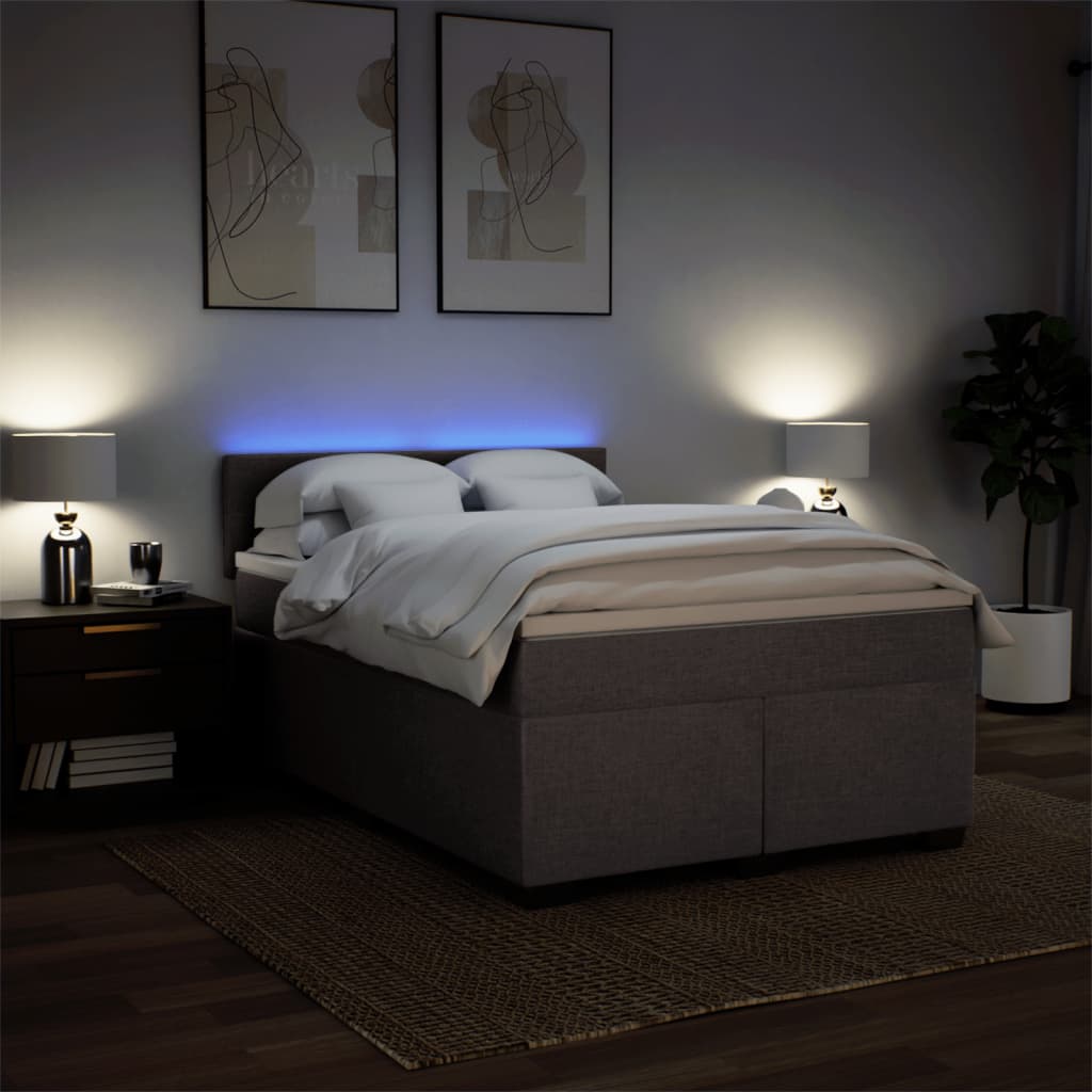 vidaXL Κρεβάτι Boxspring με Στρώμα Taupe 160x200 εκ. Υφασμάτινο