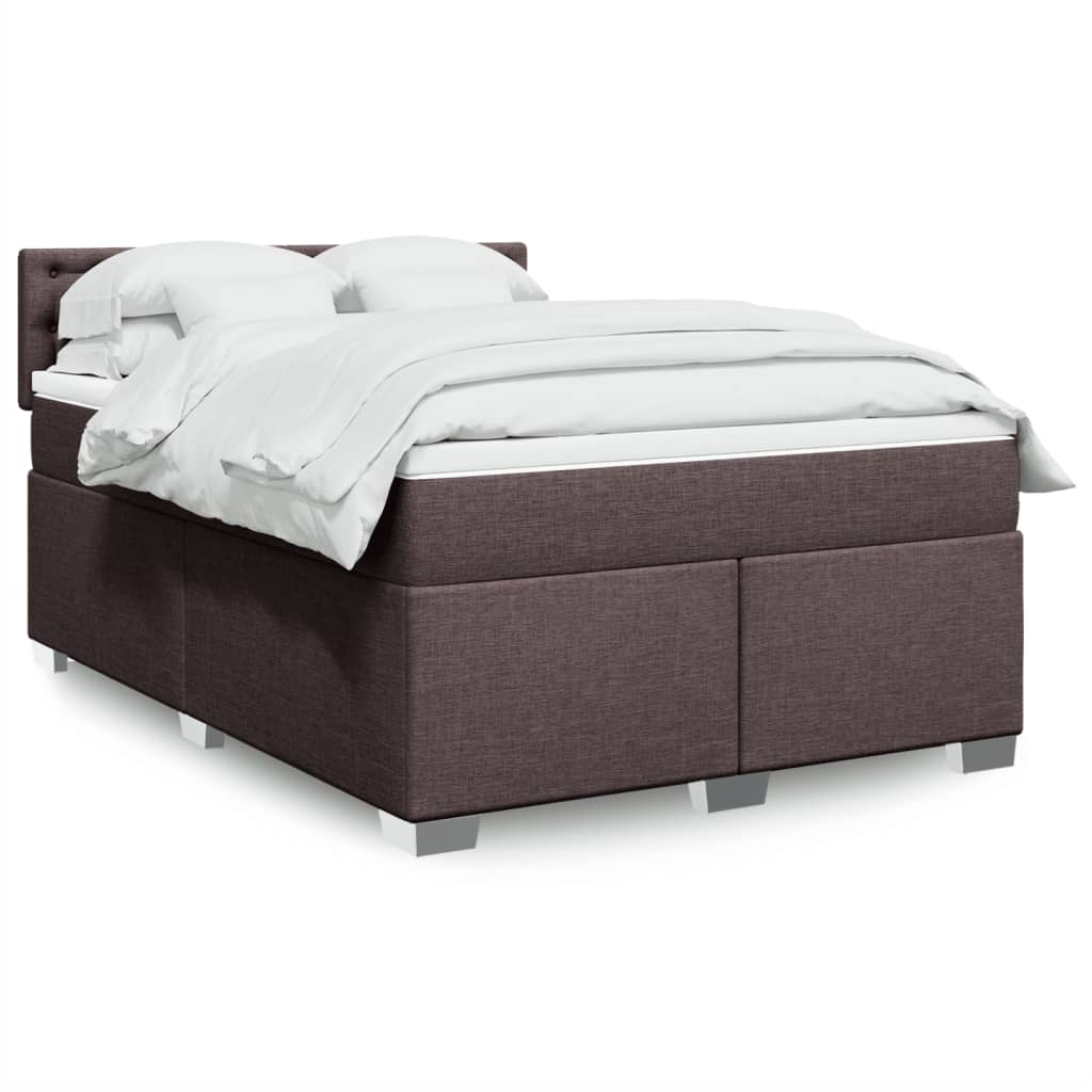 vidaXL Κρεβάτι Boxspring με Στρώμα Σκούρο Καφέ 160x200 εκ Υφασμάτινο