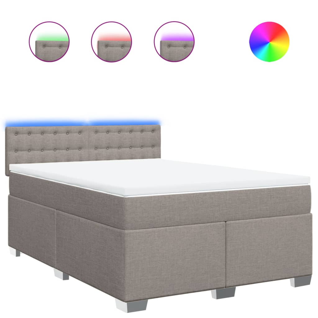 vidaXL Κρεβάτι Boxspring με Στρώμα Taupe 160x200 εκ. Υφασμάτινο