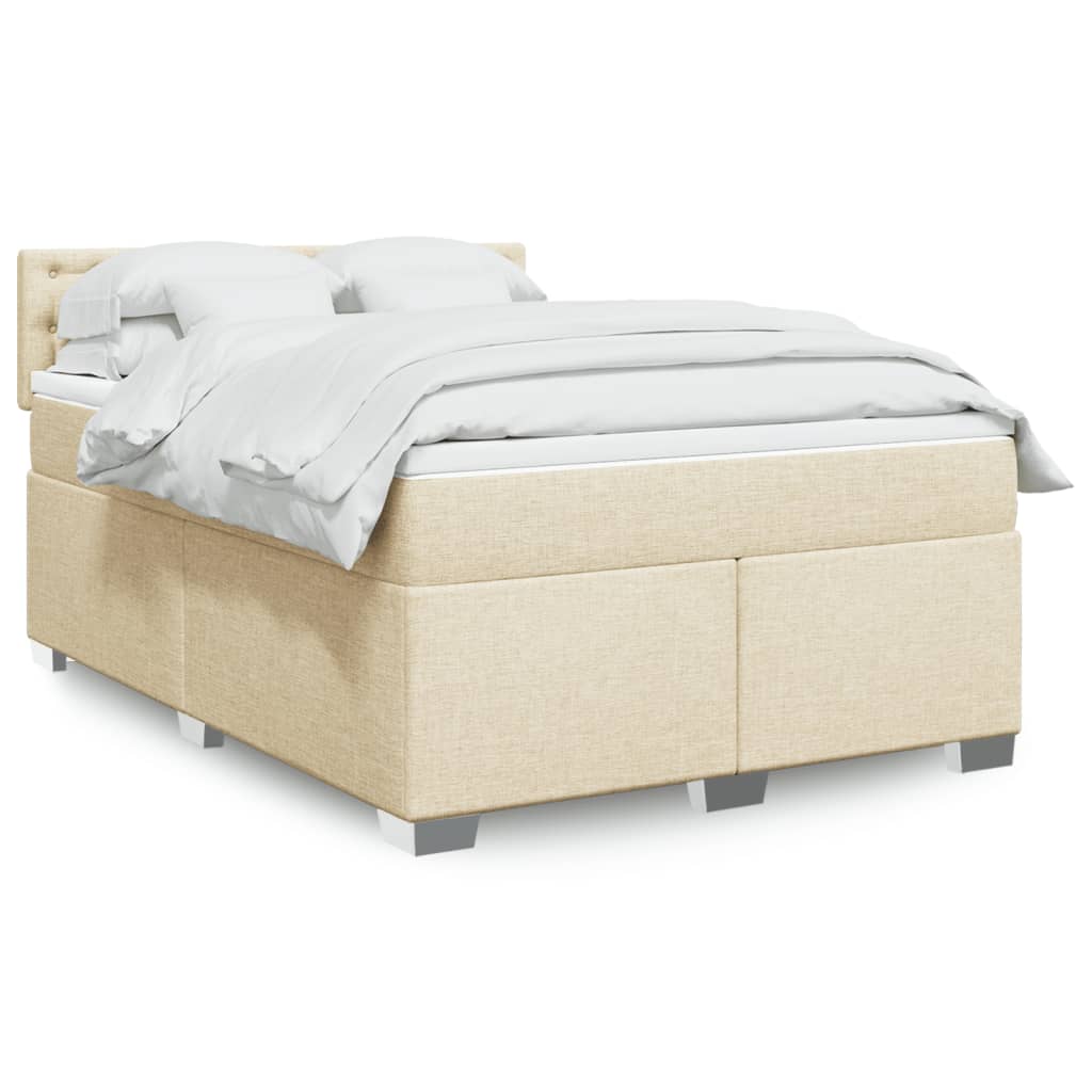vidaXL Κρεβάτι Boxspring με Στρώμα Κρεμ 160x200 εκ. Υφασμάτινο