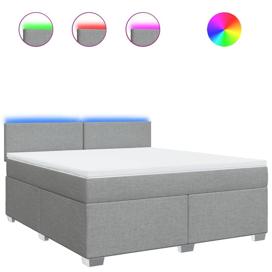 vidaXL Κρεβάτι Boxspring με Στρώμα Ανοιχτό Γκρι 180x200 εκ. Υφασμάτινο